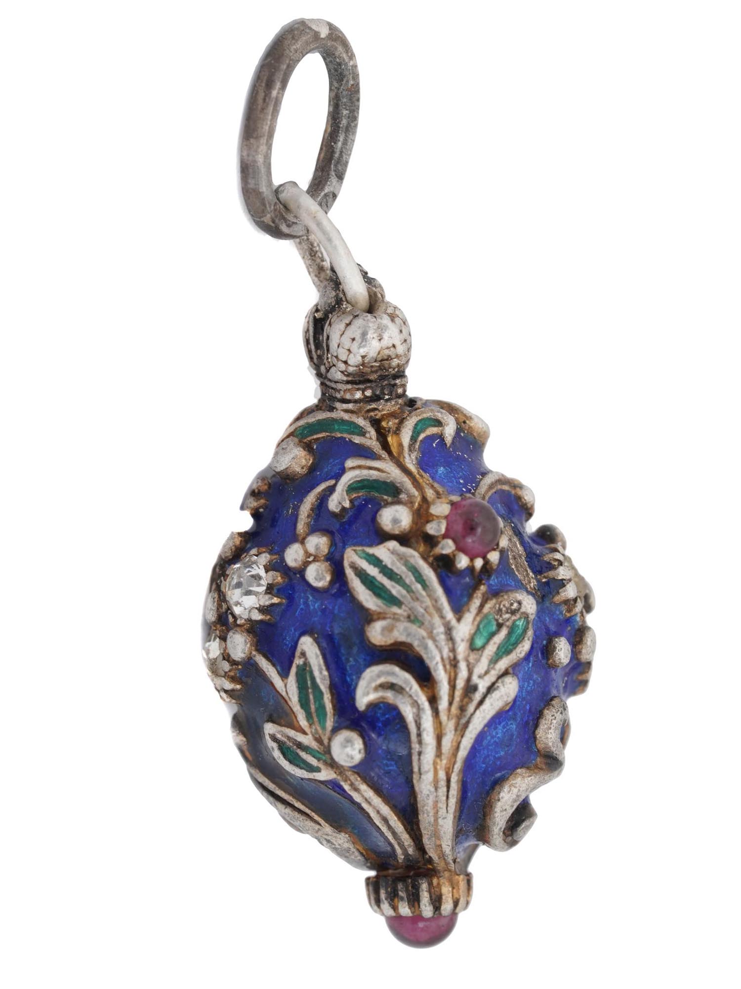 RUSSIAN 88 SILVER AND ENAMEL EASTER EGG PENDANT PIC-3